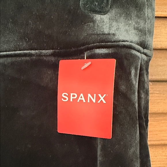 SPANX Black Velvet Split Hem Wide Leg Pants - Picture 2 of 9